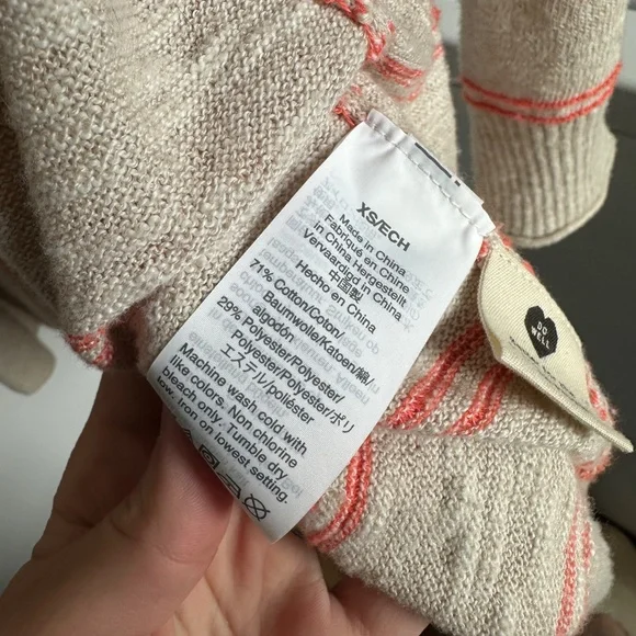 Madewell Tan Cardigan with Pink Stripes - Picture 6 of 6